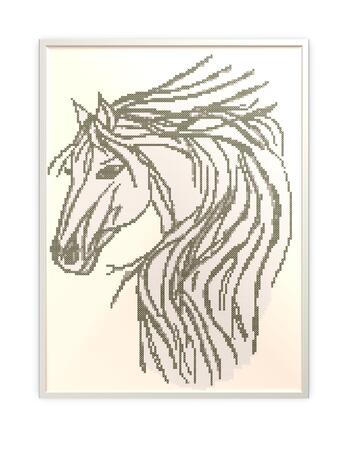 Cross stitch pattern silhouette horse head