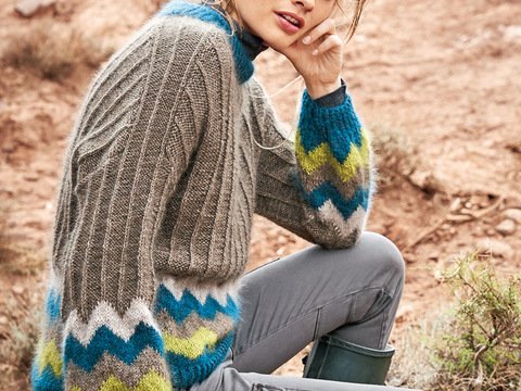 Strickanleitung: Pulli mit Jacquardbordüre und Schulterpasse