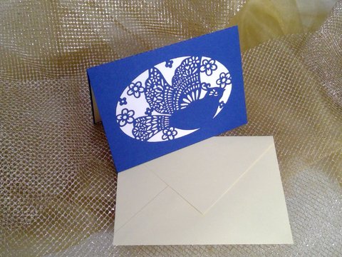 Karte Taube mit Kuvert Plotterdatei SVG DXF FCM