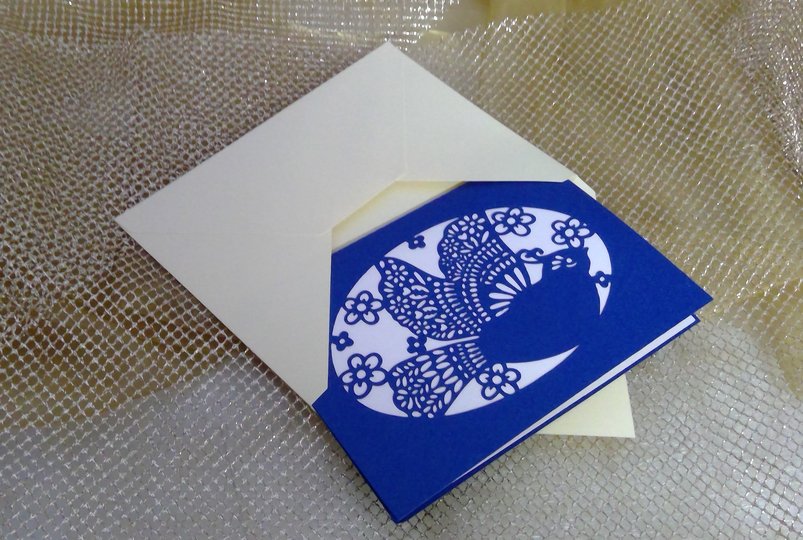 Karte Ornament Taube mit Kuvert Plotterdatei SVG DXF