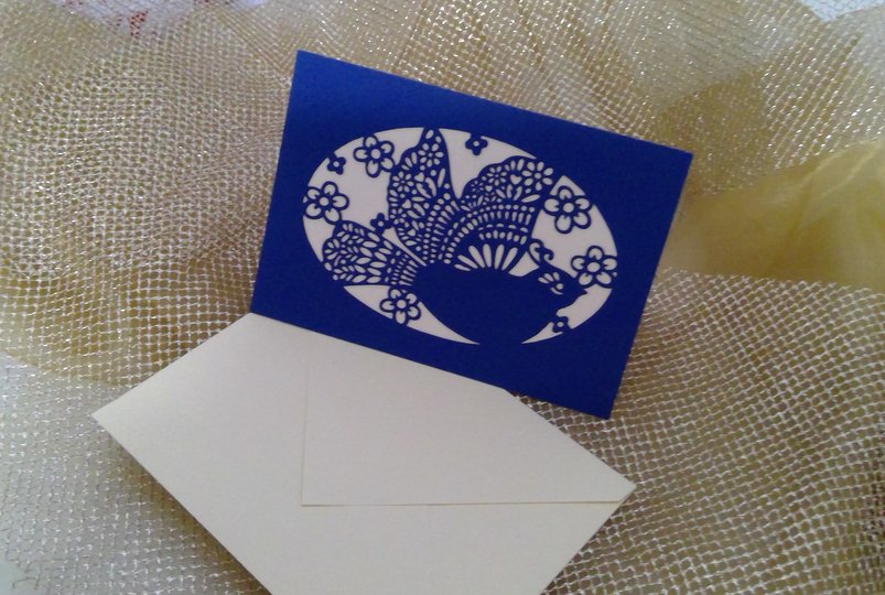 Karte Ornament Taube mit Kuvert Plotterdatei SVG DXF