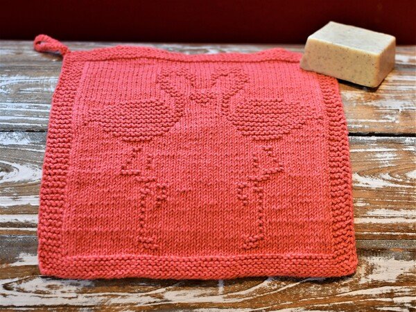 Knitting Pattern Dishcloth "Flamingo Love" - easy