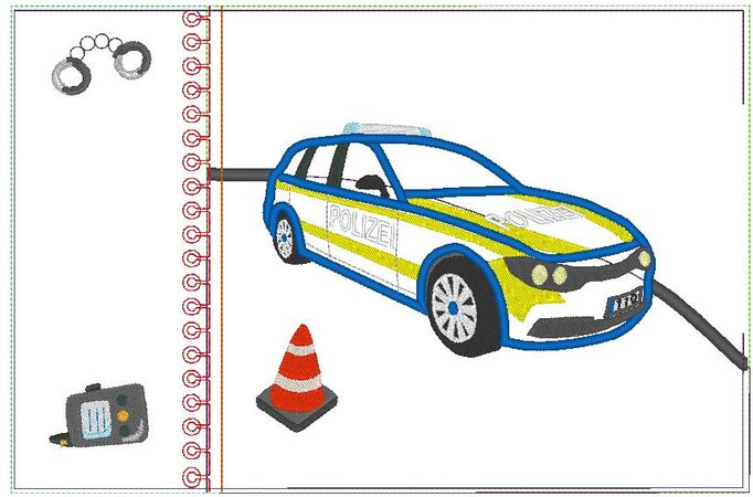 Stickdatei - Kissen ITH - Polizei Auto