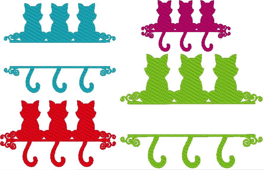 Stickdatei - Katzen Trio Silhouette