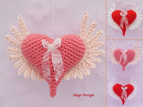 Häkelanleitung Herzen mit Flügerl