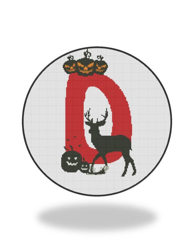 Letter D cross stitch pattern