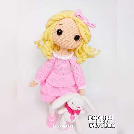 Crochet pattern Amigurumi doll Hope and bunny