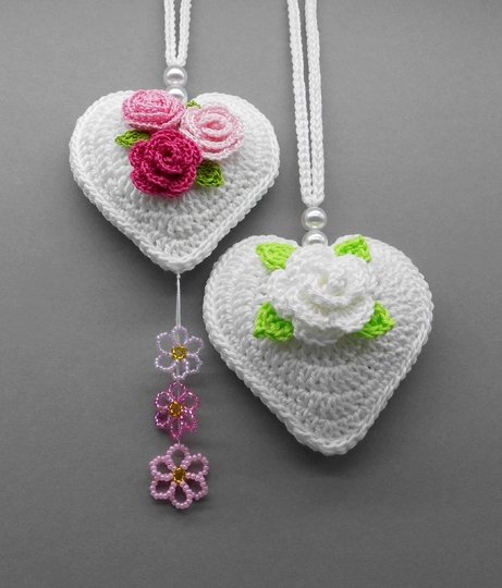 Herz Dekohänger in 2 Versionen - sehr einfach und schnell aus Wollresten