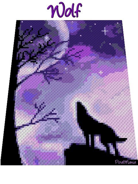 Häkelmuster * WOLF * Grafik für C2C Decke