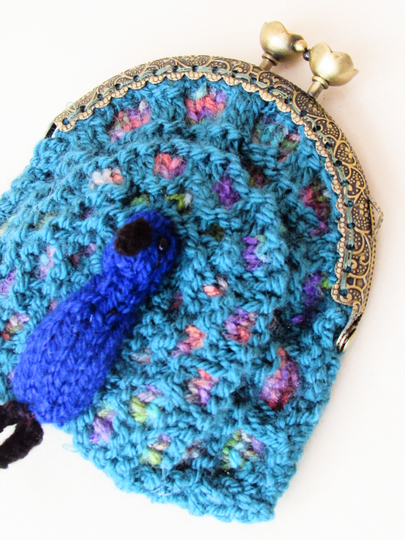 Peacock Coin Purse Knitting Pattern