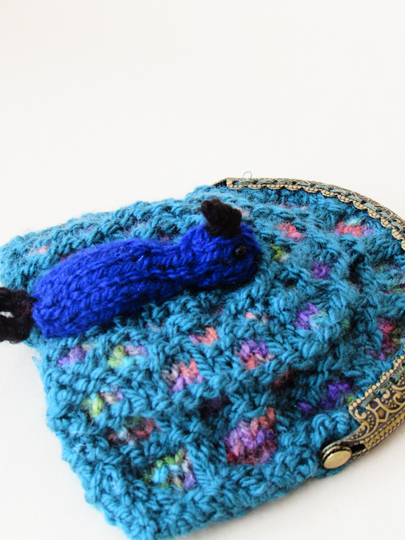 Peacock Coin Purse Knitting Pattern