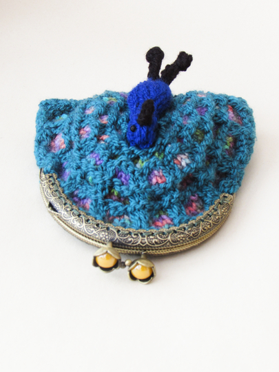 Peacock Coin Purse Knitting Pattern