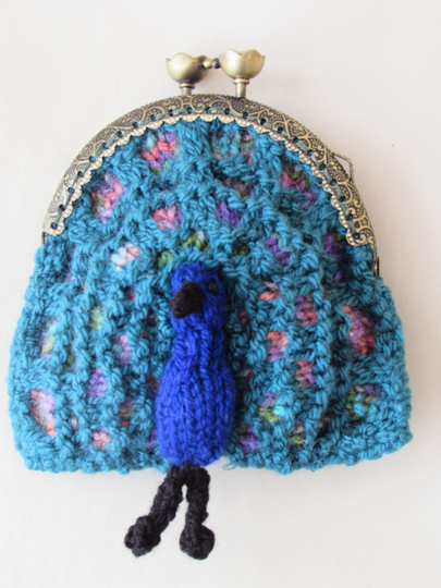 Peacock Coin Purse Knitting Pattern
