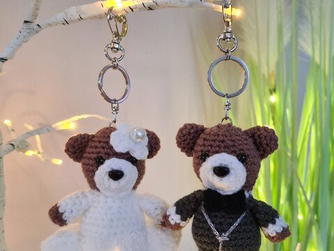 Häkelanleitung Schlüsselanhänger Brautpaar Bärchen