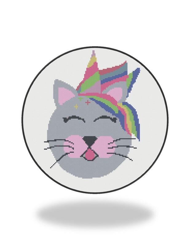 Cat unicorn cross stitch pattern