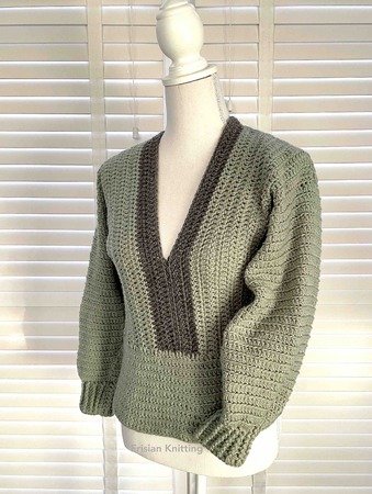 Crochet pattern V-neck Sweater "Apple"