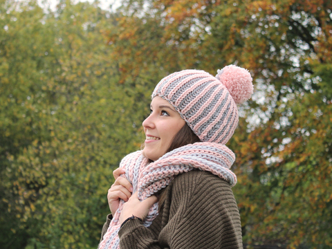 Strickanleitung SET Boshi Atlanta + Schal Charlotte