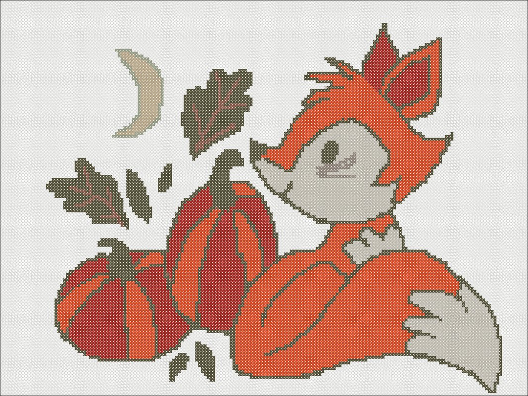 Fox with pumpkins cross stitch pattern - Image 5