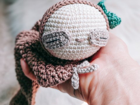 Faultier Schmusetuch "Schmuse - Faultier", deutsche Häkelanleitung