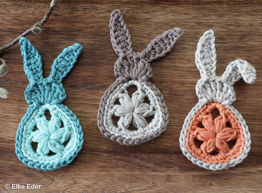 Süße Granny-Häschen - Osterdeko, Tischdeko, Applikation