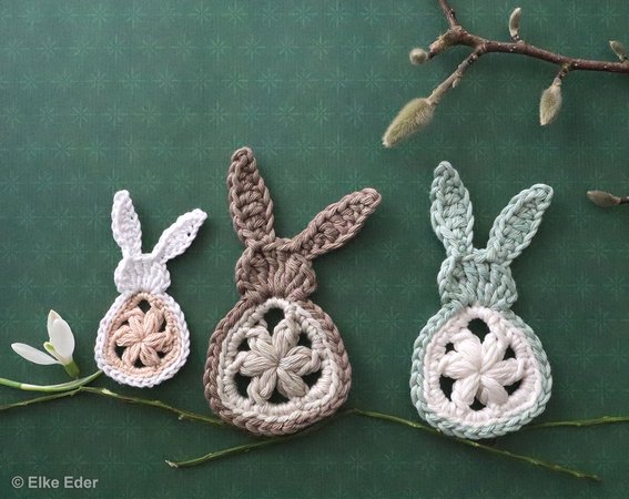 Süße Granny-Häschen - Osterdeko, Tischdeko, Applikation