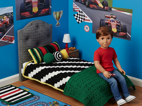 Crochet pattern boy doll blanket set