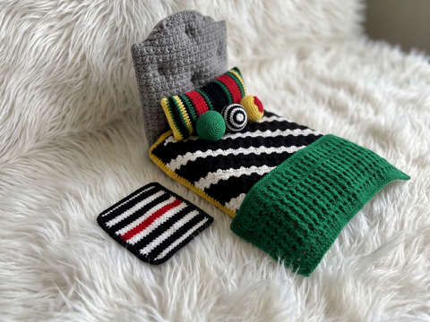 Crochet pattern boy doll blanket set