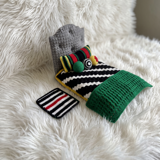 Crochet pattern boy doll blanket set