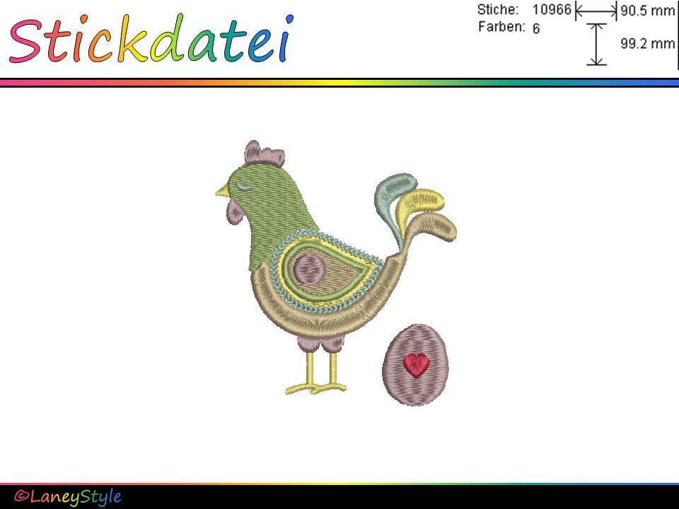 Stickdatei "Huhn mit Ei"