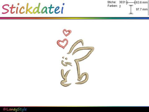Stickdatei "Hase mit Herzchen"
