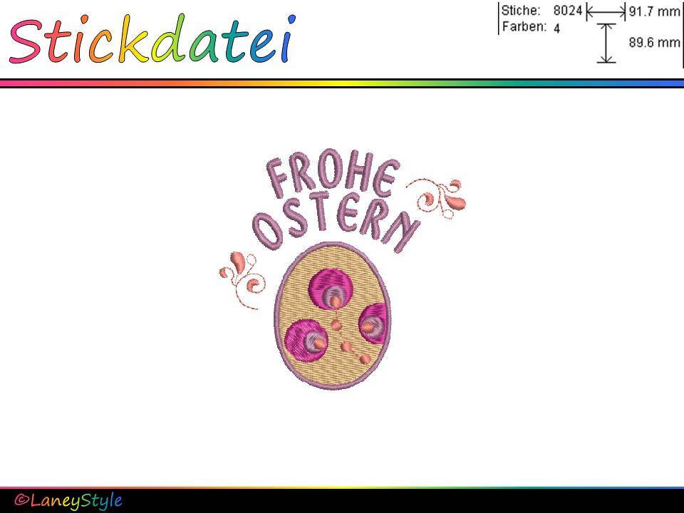 Stickdatei "FROHE Ostern - Florales Osterei"