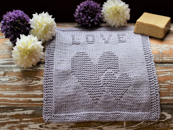 Knitting Pattern Washcloth "With Love" - easy