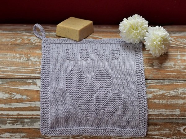 Knitting Pattern Washcloth "With Love" - easy