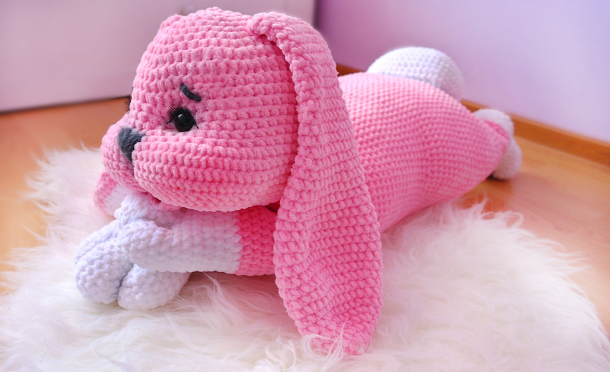 Häkelanleitung "Der kuschelige Hase als Kissen"