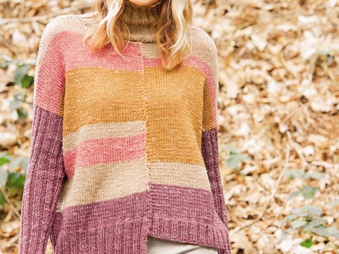 Strickanleitung: Asymmetrischer Oversize-Pulli und gezopfter Baskenmütze