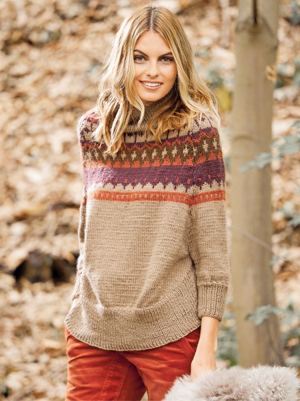 Strickanleitung: Cape-Pulli mit Jacquardpasse