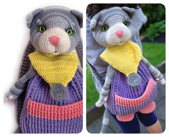 Crochet pattern Backpack Cat