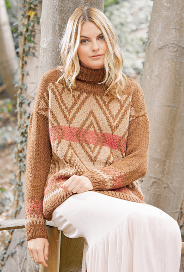 Strickanleitung: Jacquardpulli mit Rollkragen und Rippenbündchen