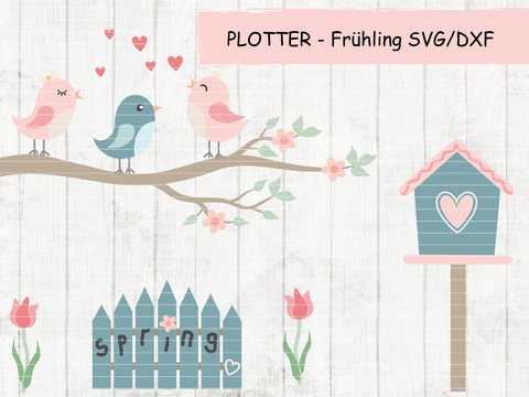Plottervorlage Vögel Frühling