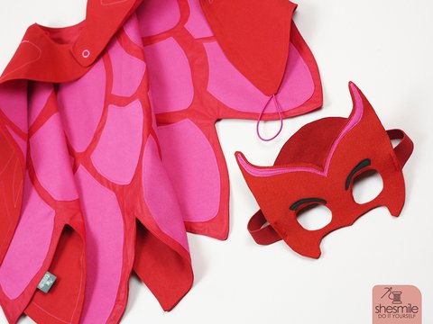 Eulenkostüm mit Umhang und Maske (Nähanleitung und Schnittmuster)