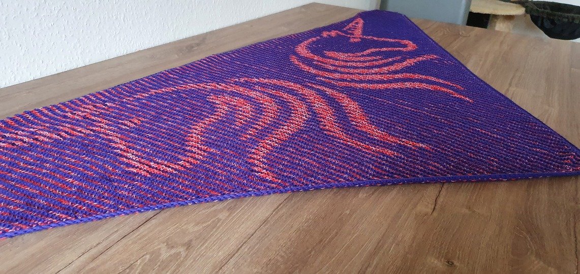 Einhorn, Schattenstricken, Illusionsstricken, Motivtuch