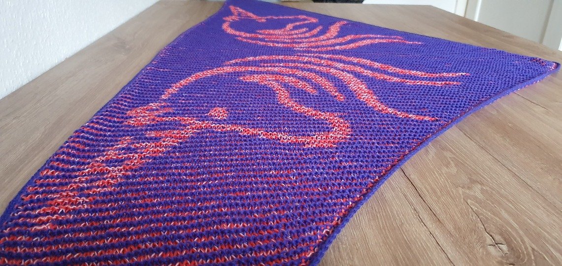 Einhorn, Schattenstricken, Illusionsstricken, Motivtuch