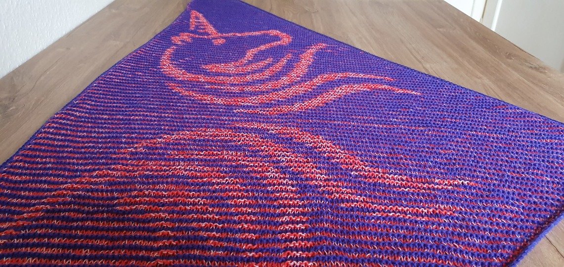 Einhorn, Schattenstricken, Illusionsstricken, Motivtuch