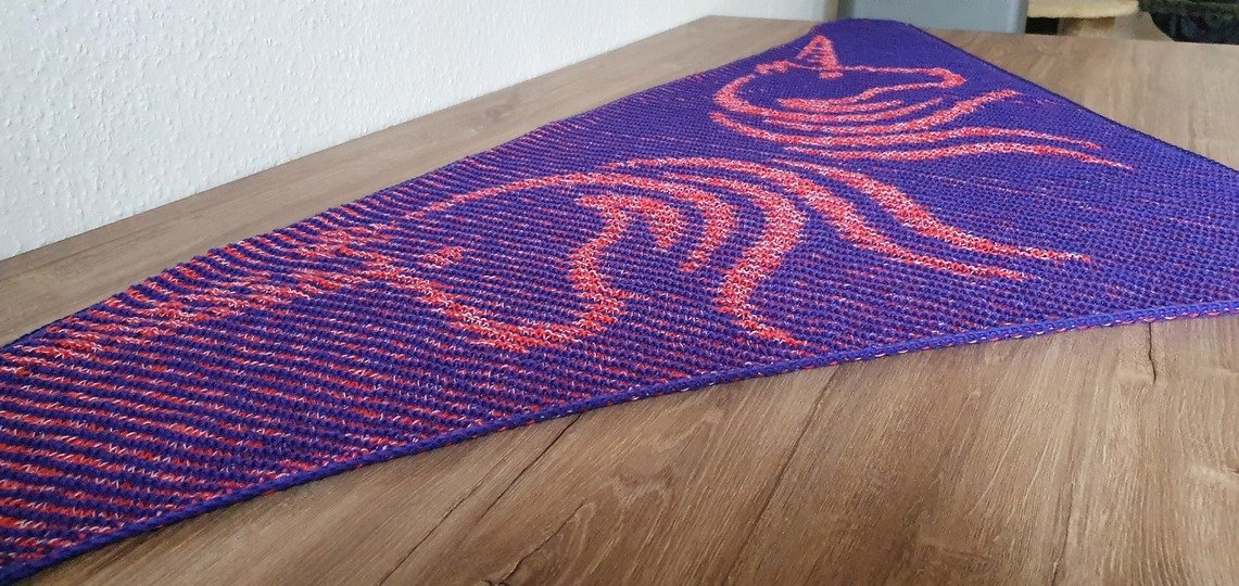 Einhorn, Schattenstricken, Illusionsstricken, Motivtuch