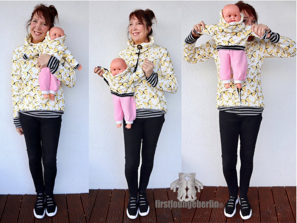 Mama & Me Vokuhila Kids & Damen Raglan-Sweater Kapuzen Kragen Raglanshirt - Bild 15