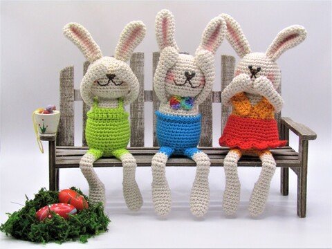 Häkelanleitung Hasentrio *seh nix - hör nix - sag nix*