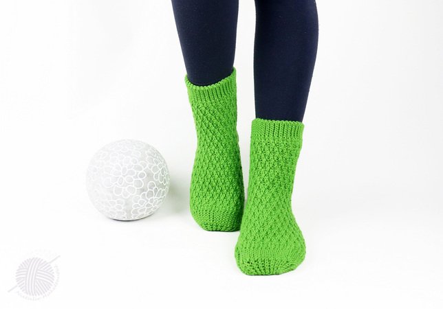 House socks for adults "Flora" Knitted look, sizes: 34-47