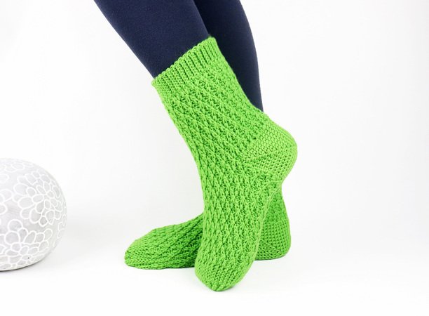 House socks for adults "Flora" Knitted look, sizes: 34-47