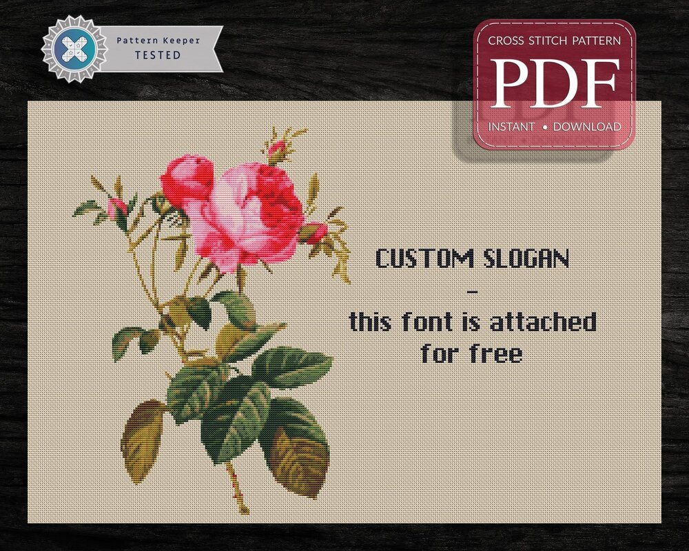 Pink Rose > Cross Stitch Pattern PDF