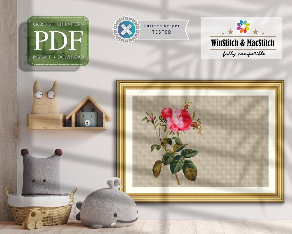 Pink Rose > Cross Stitch Pattern PDF - Image 3